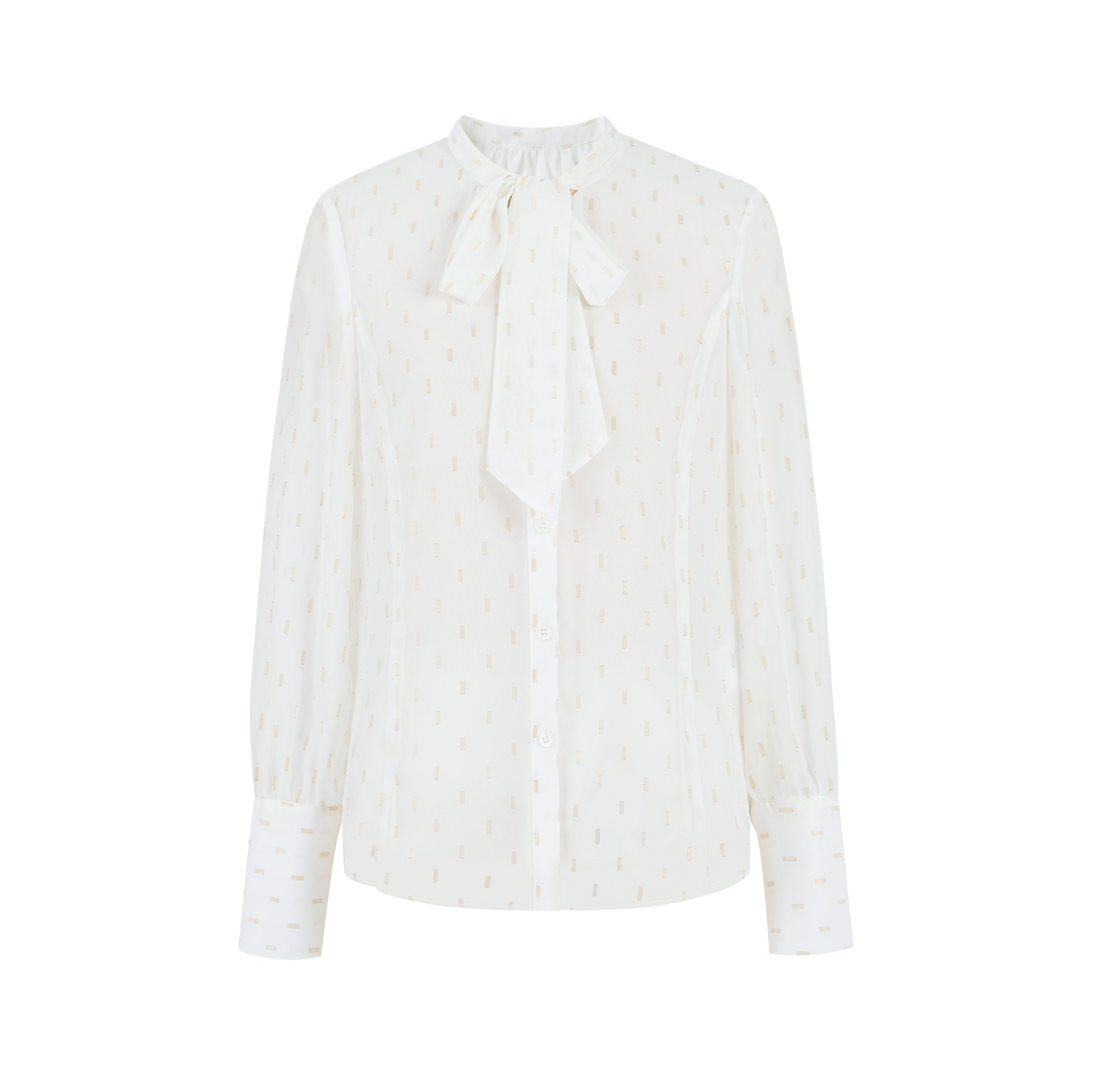 White Gold Embroidered Ribbon Shirt
