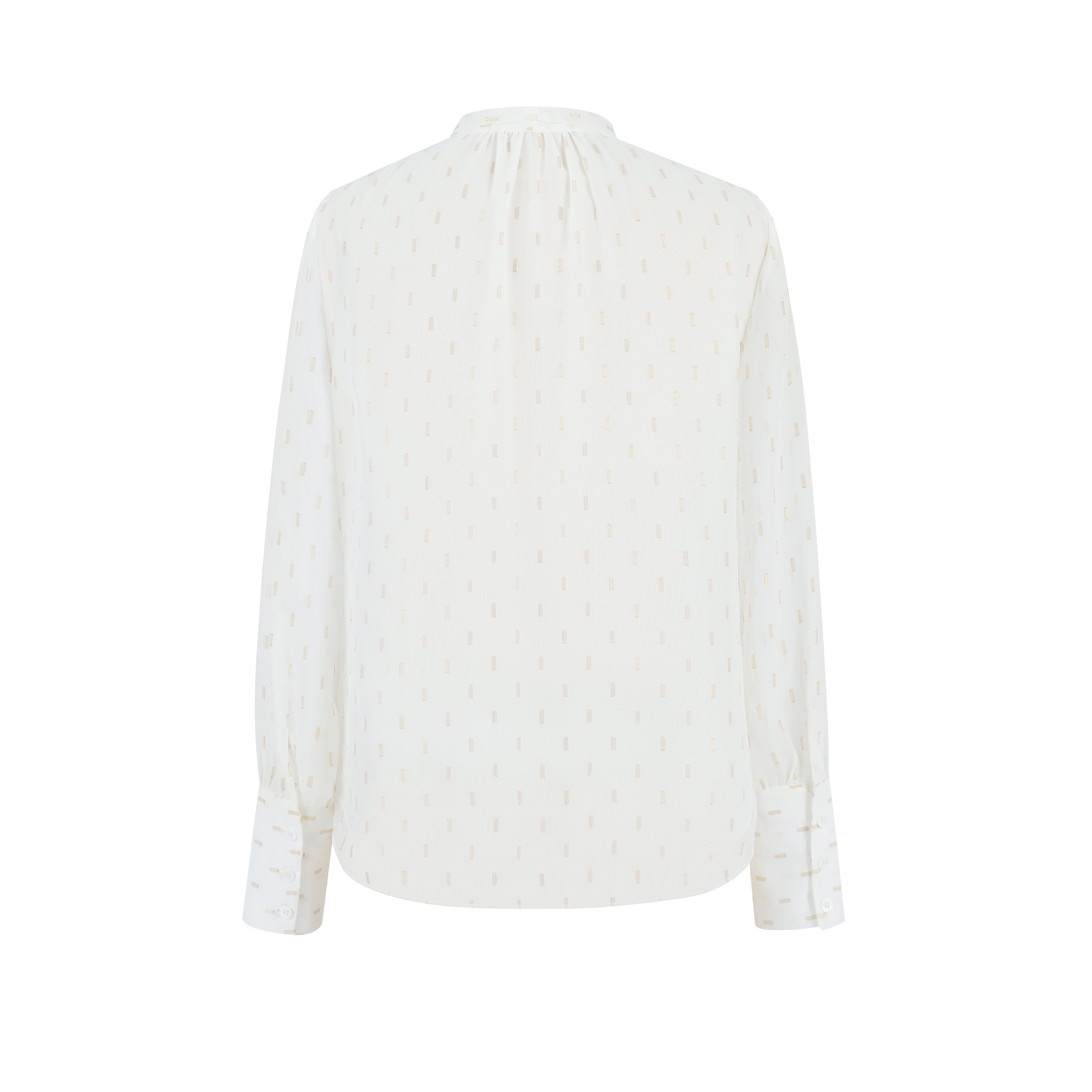 White Gold Embroidered Ribbon Shirt