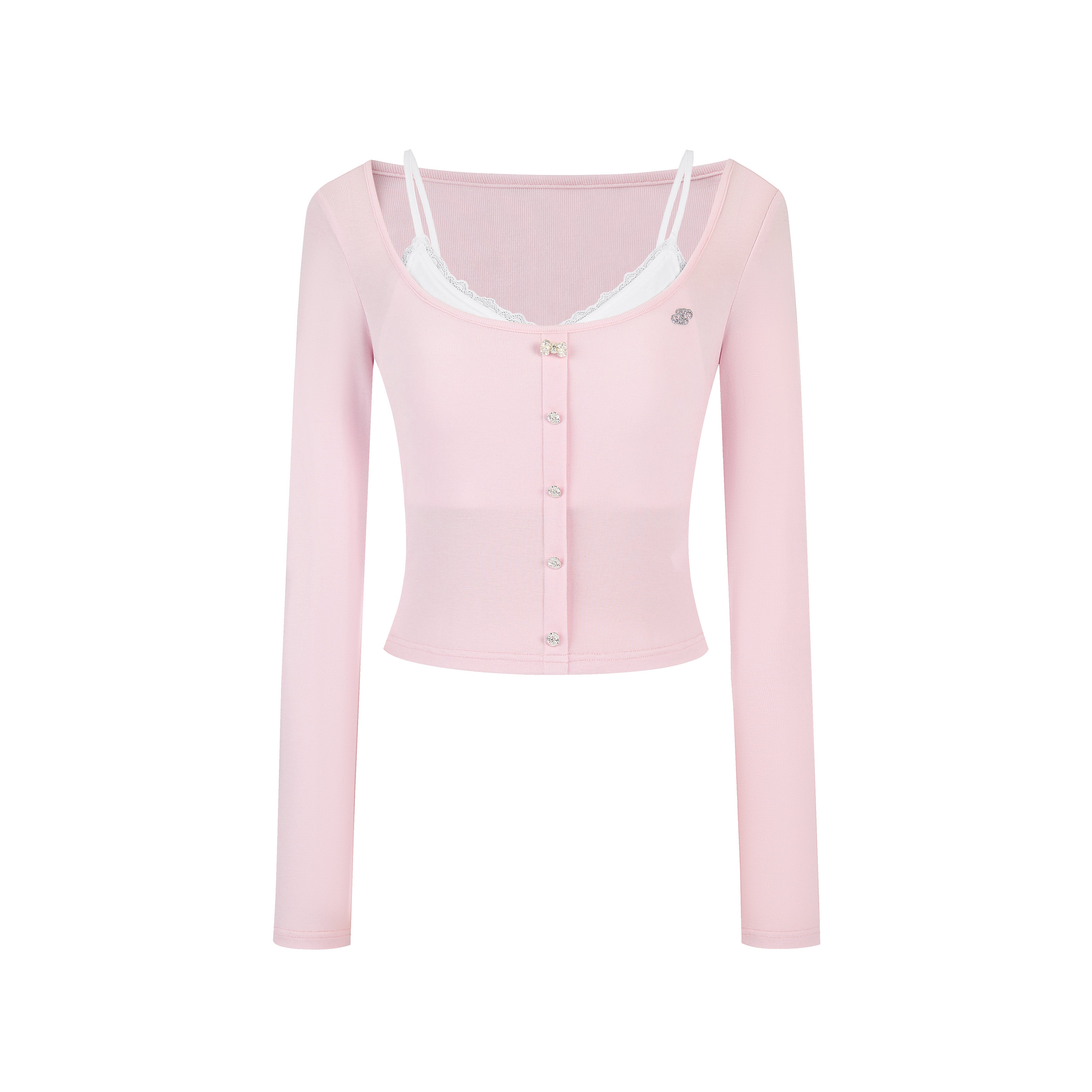 Pink Two-piece Long Sleeve Top