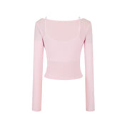 Pink Two-piece Long Sleeve Top