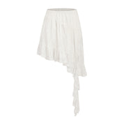 White Lace Irregular Skirt