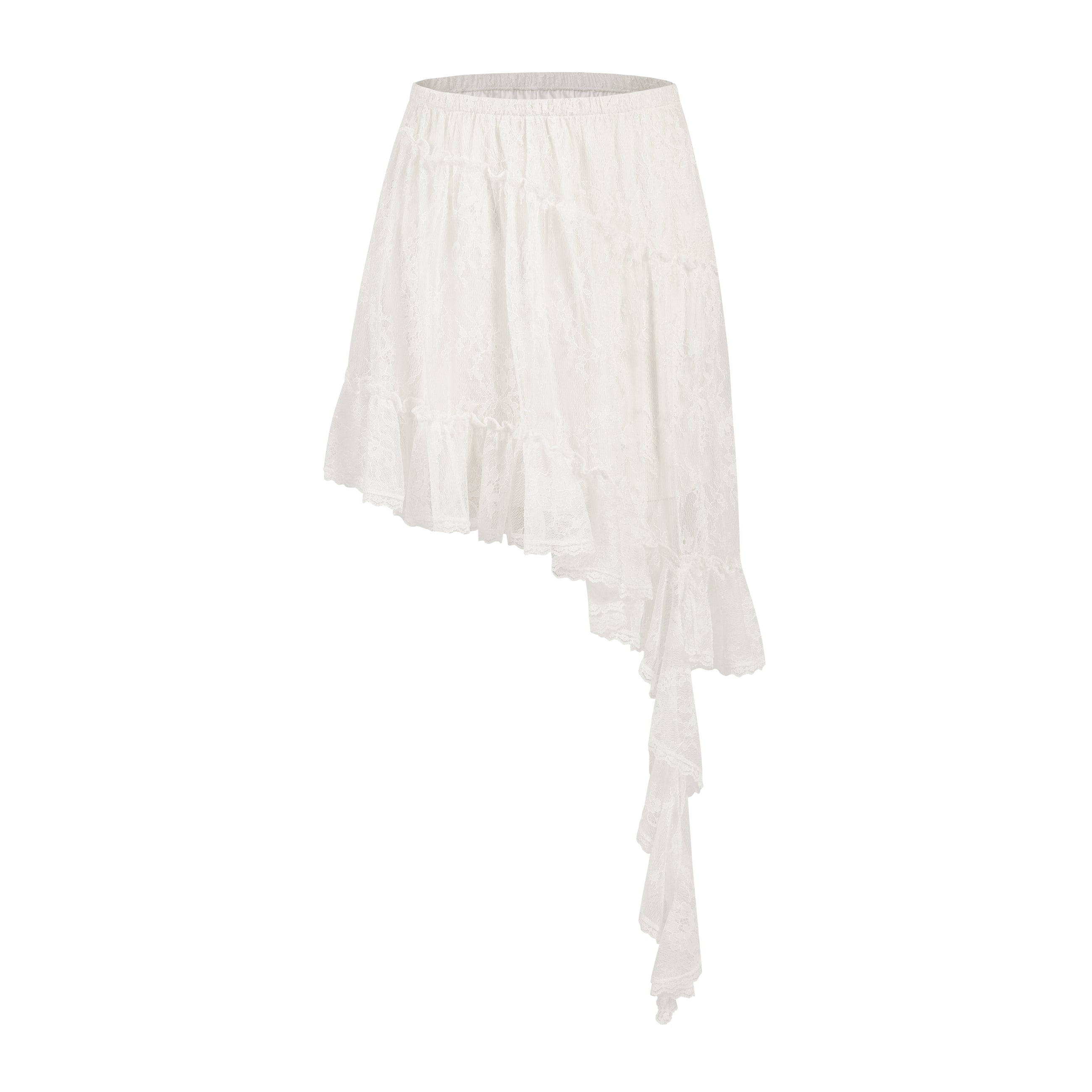 White Lace Irregular Skirt