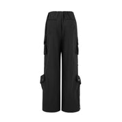 Black Multi-pocket Lace Overalls