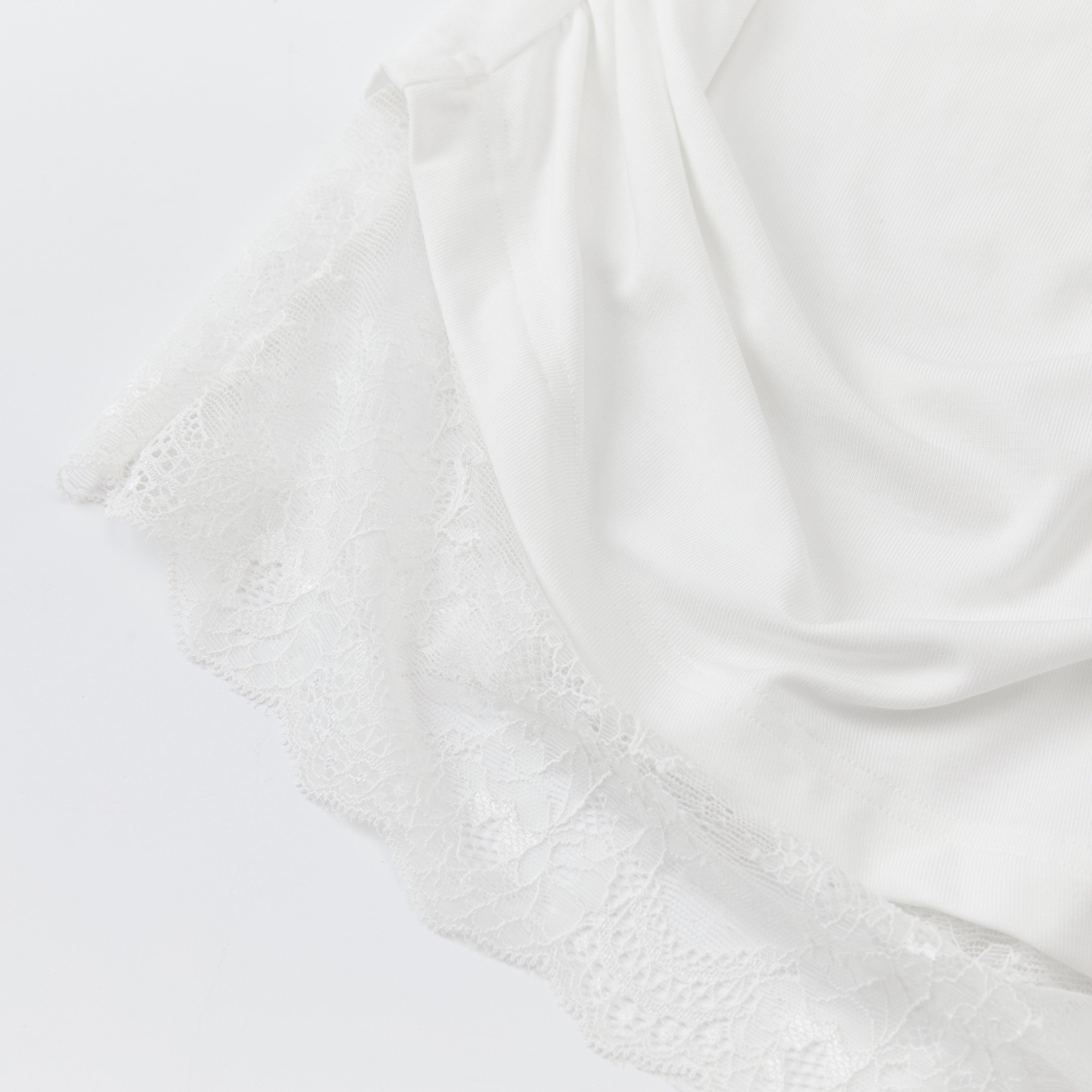 White Lace Off-shoulder Rhinestone T-shirt