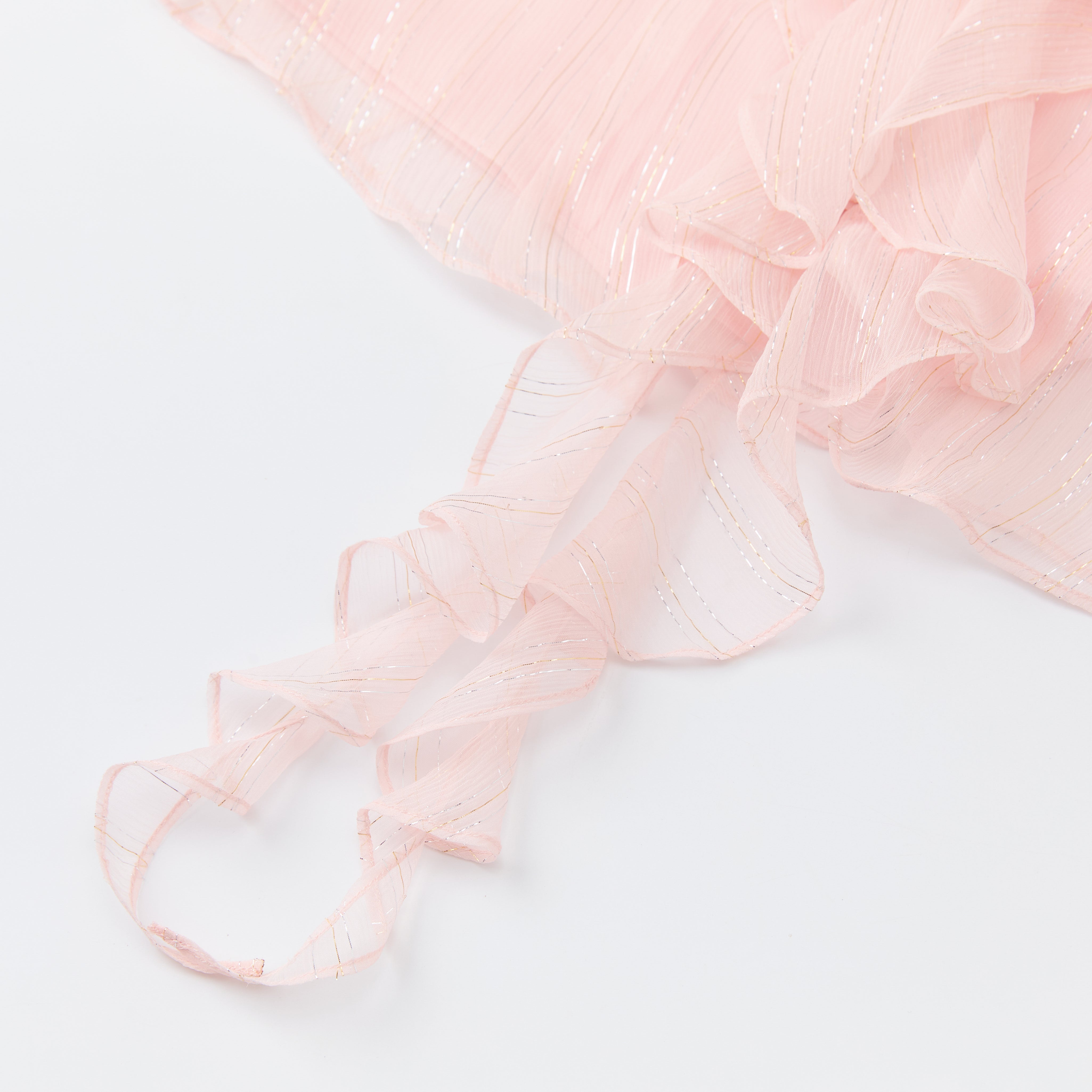 Pink Silk Flower Ruffled Cardigan