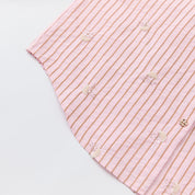Pink Embroidered Off-Shoulder Striped Shirt