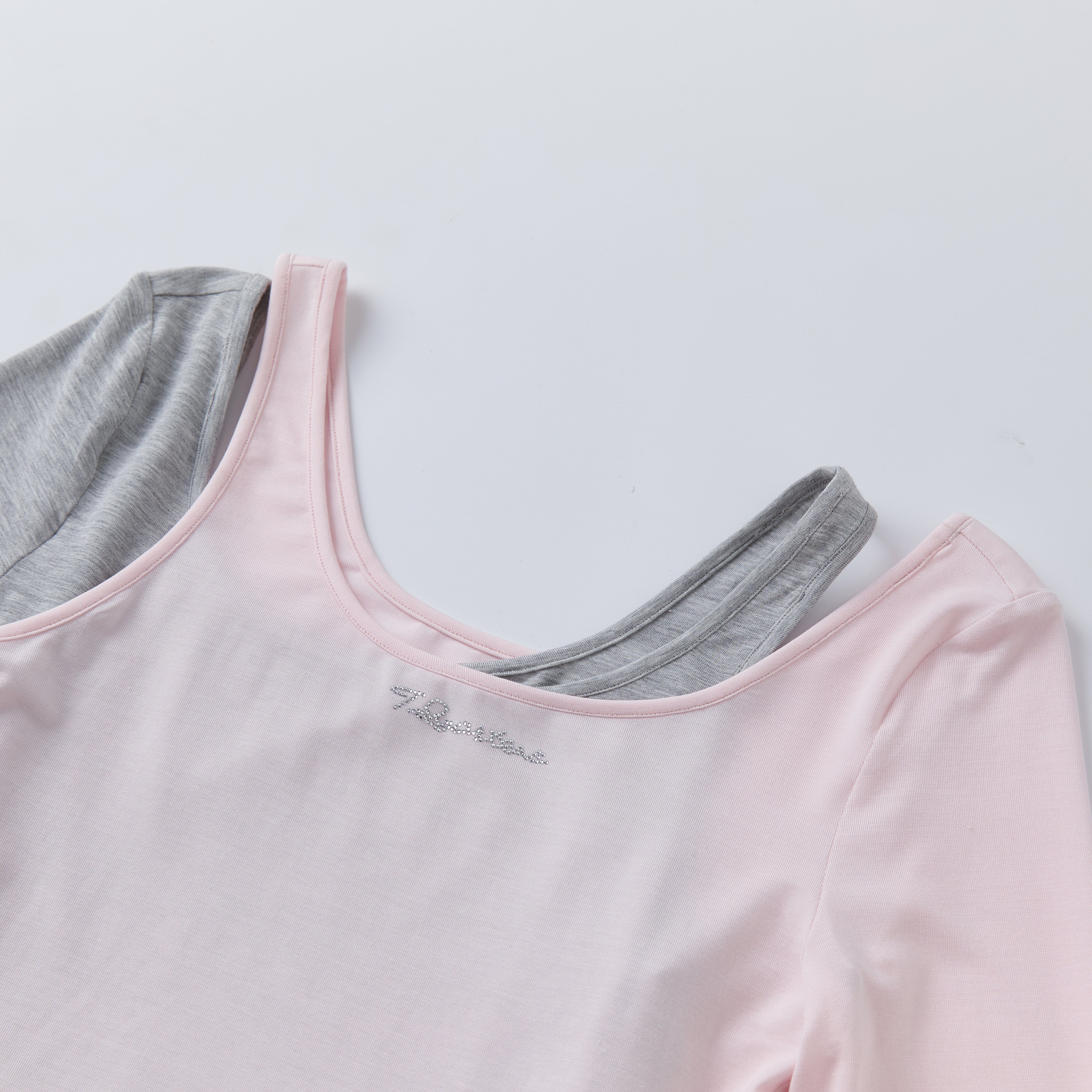 Pink Modal Layered Long Sleeve Top