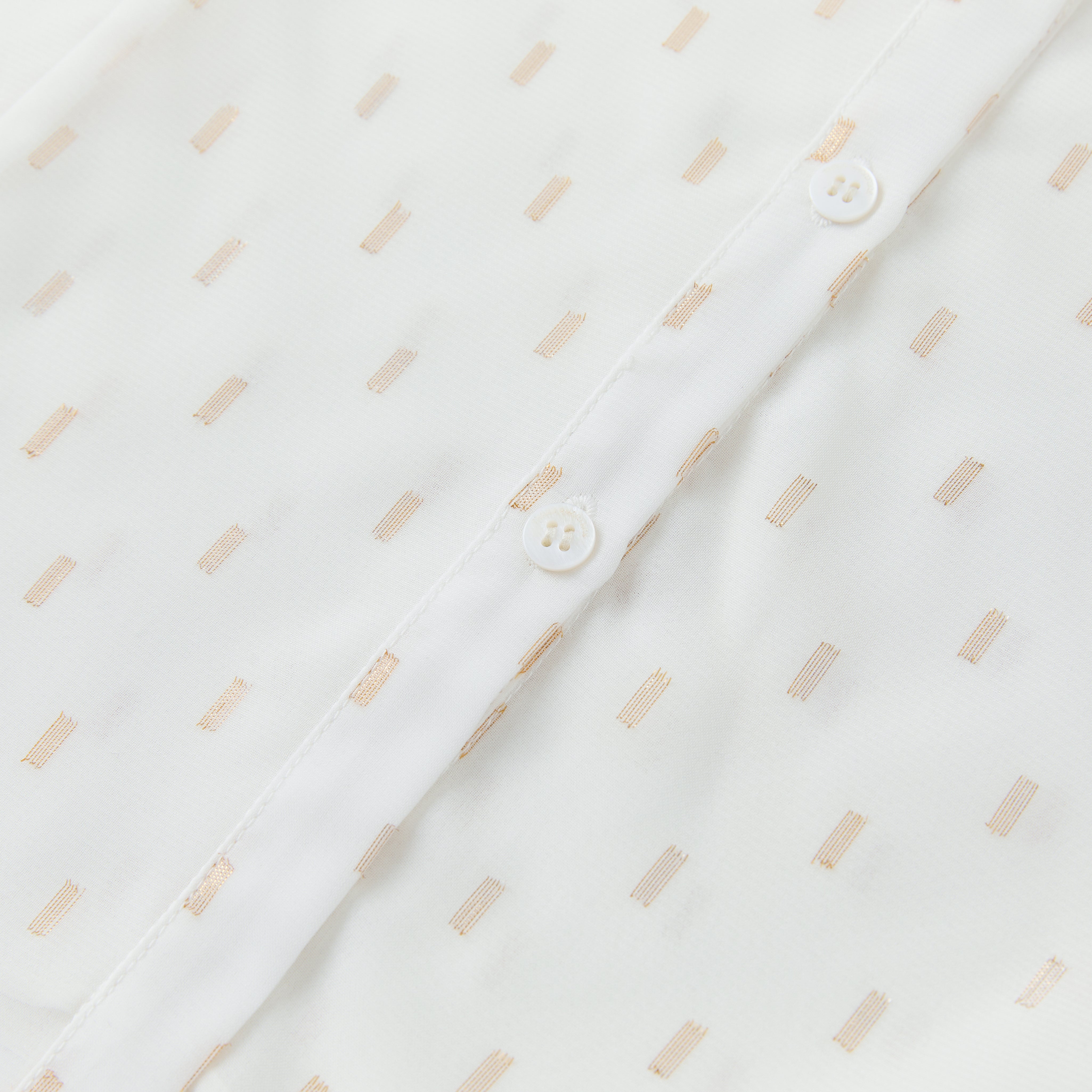 White Gold Embroidered Ribbon Shirt