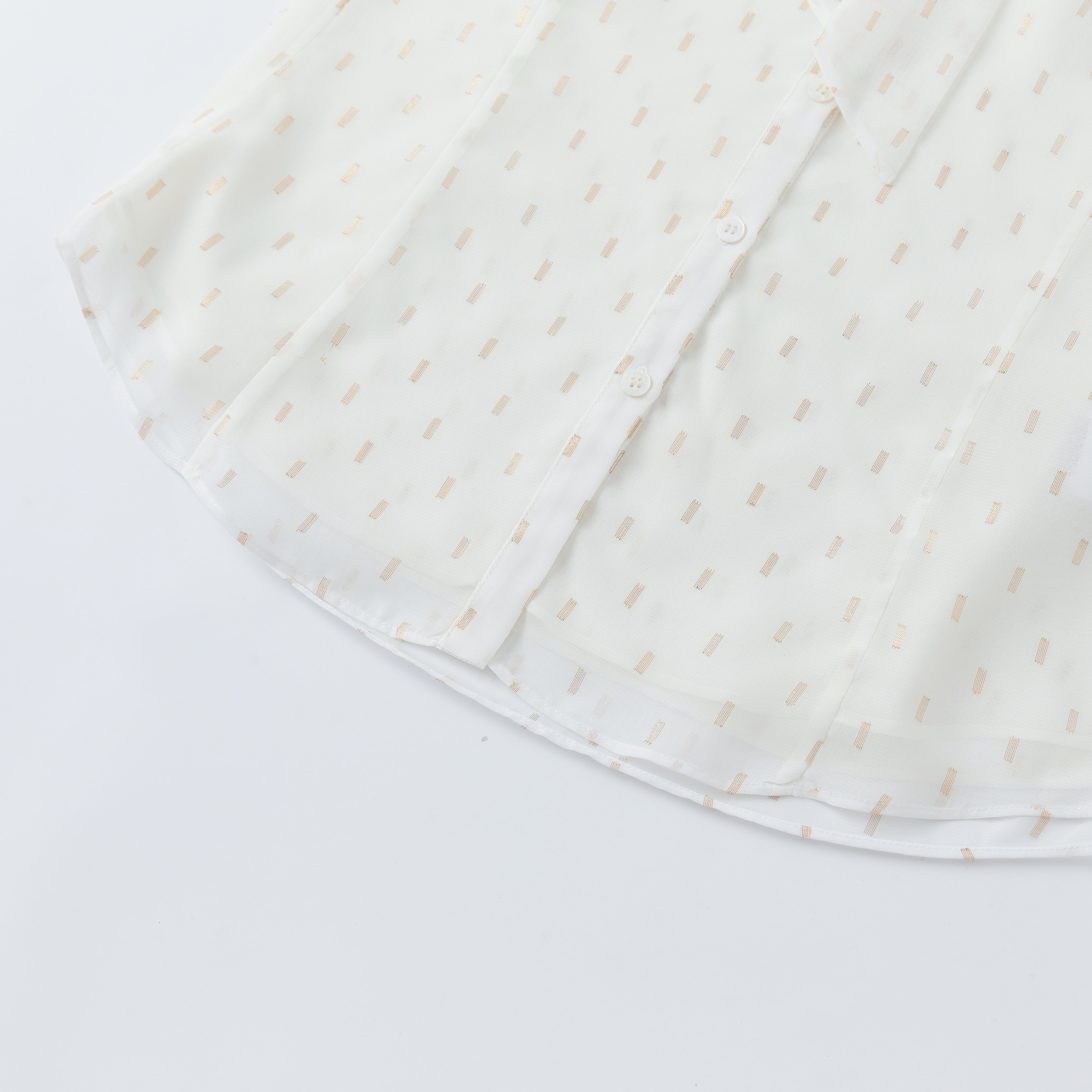 White Gold Embroidered Ribbon Shirt