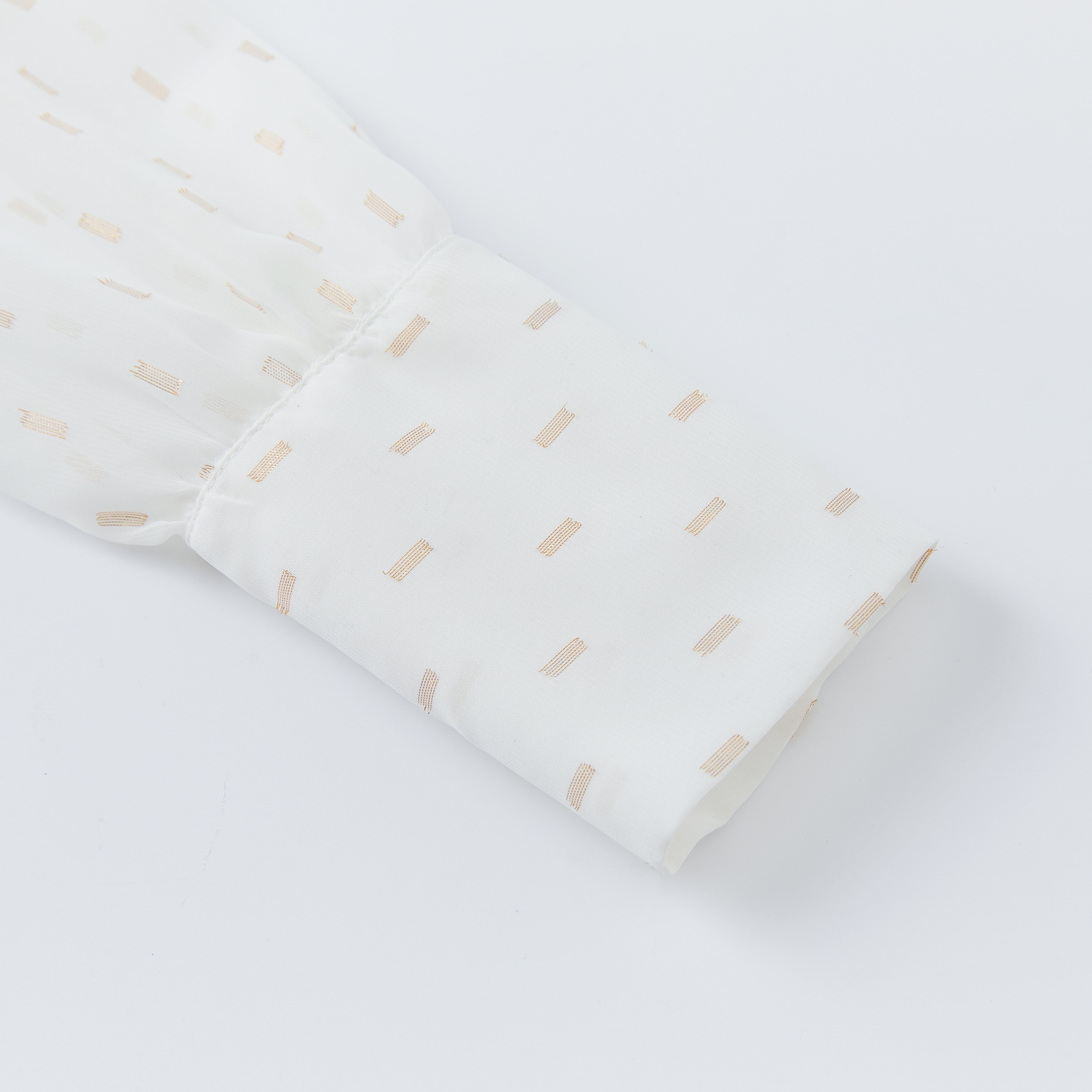 White Gold Embroidered Ribbon Shirt