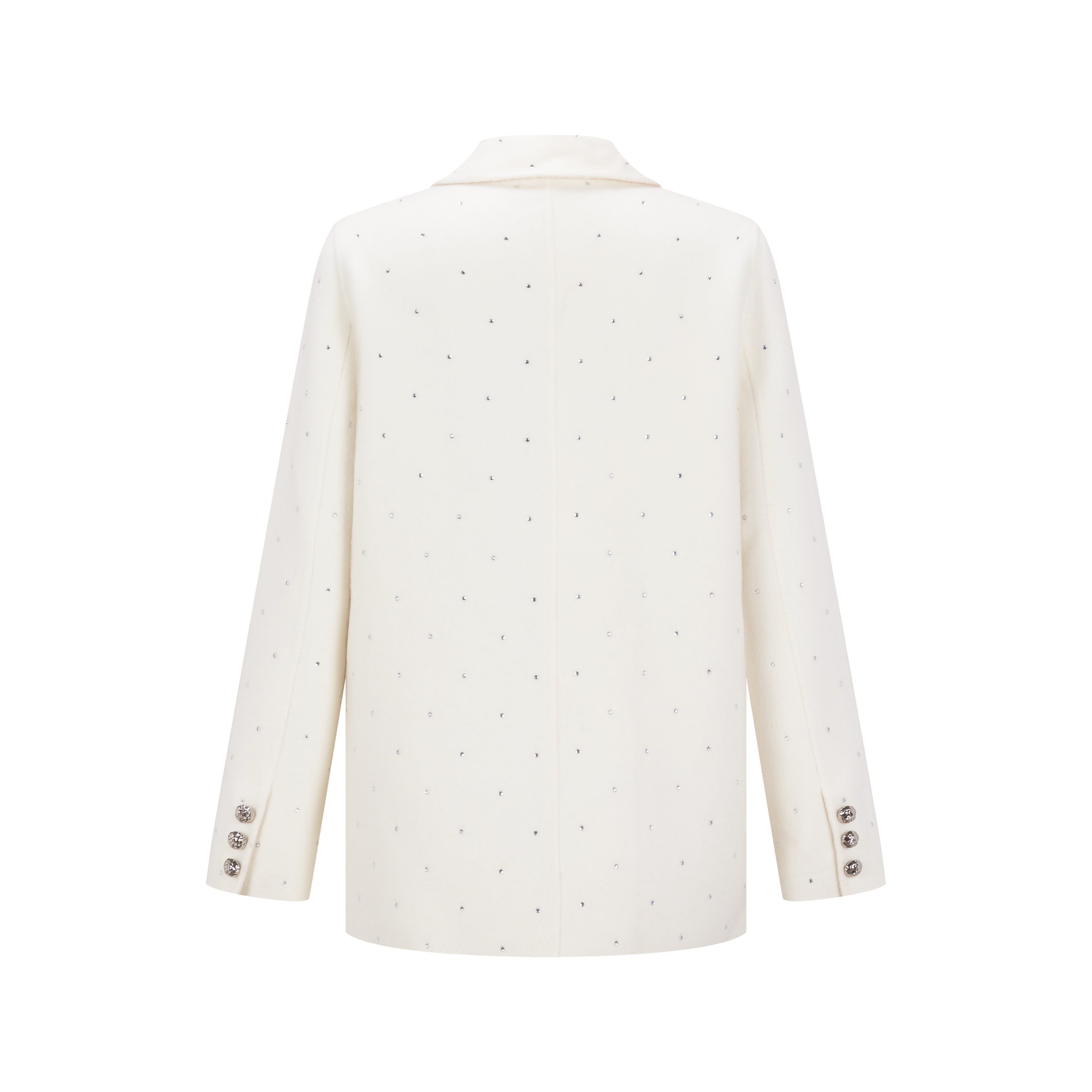 White Double-Breasted Notch-Lapel Coat
