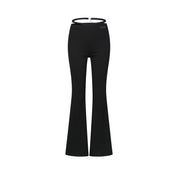 Black Open-waisted Knitted Flare pants