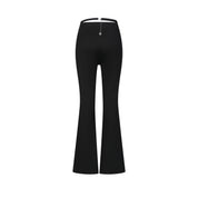 Black Open-waisted Knitted Flare pants
