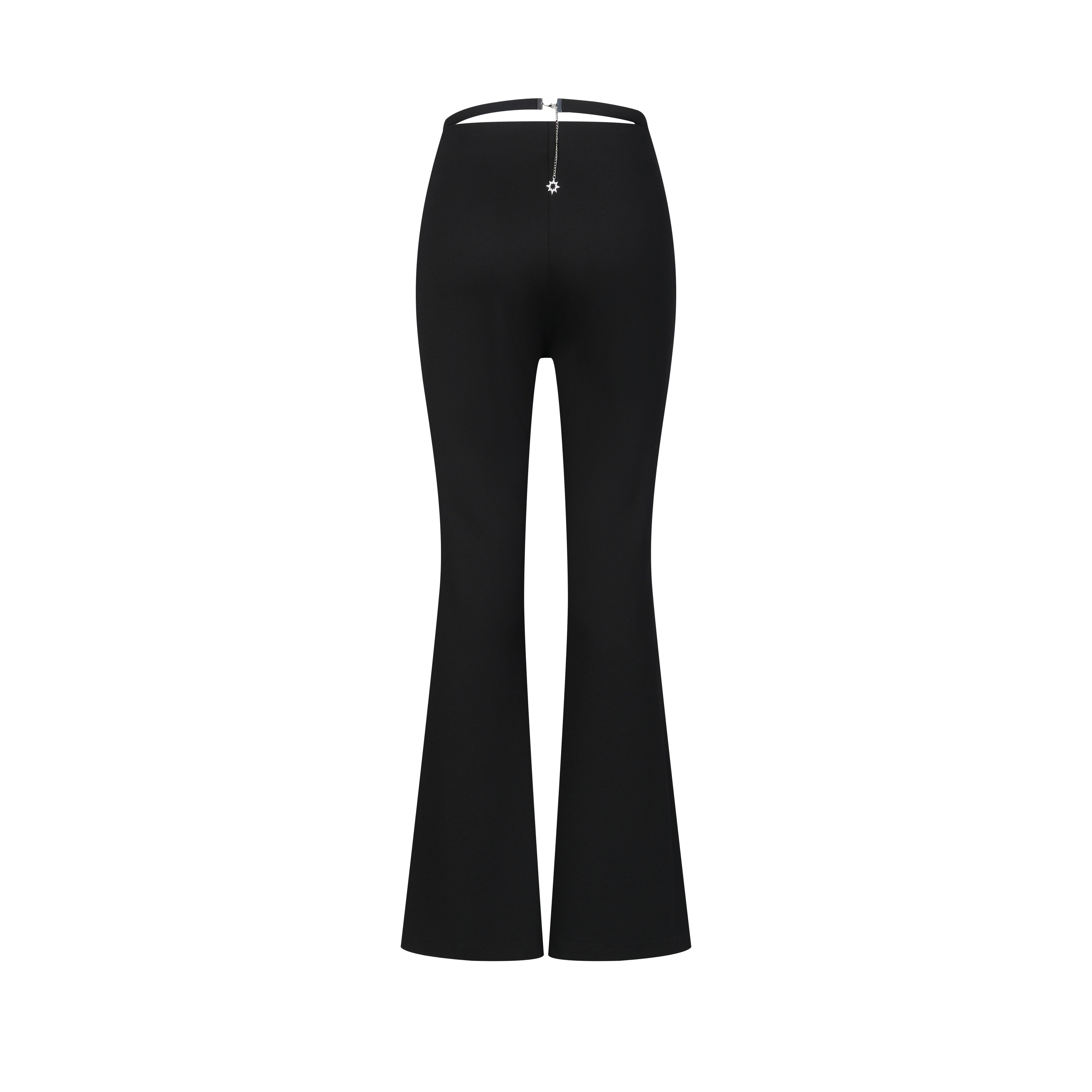Black Open-waisted Knitted Flare pants