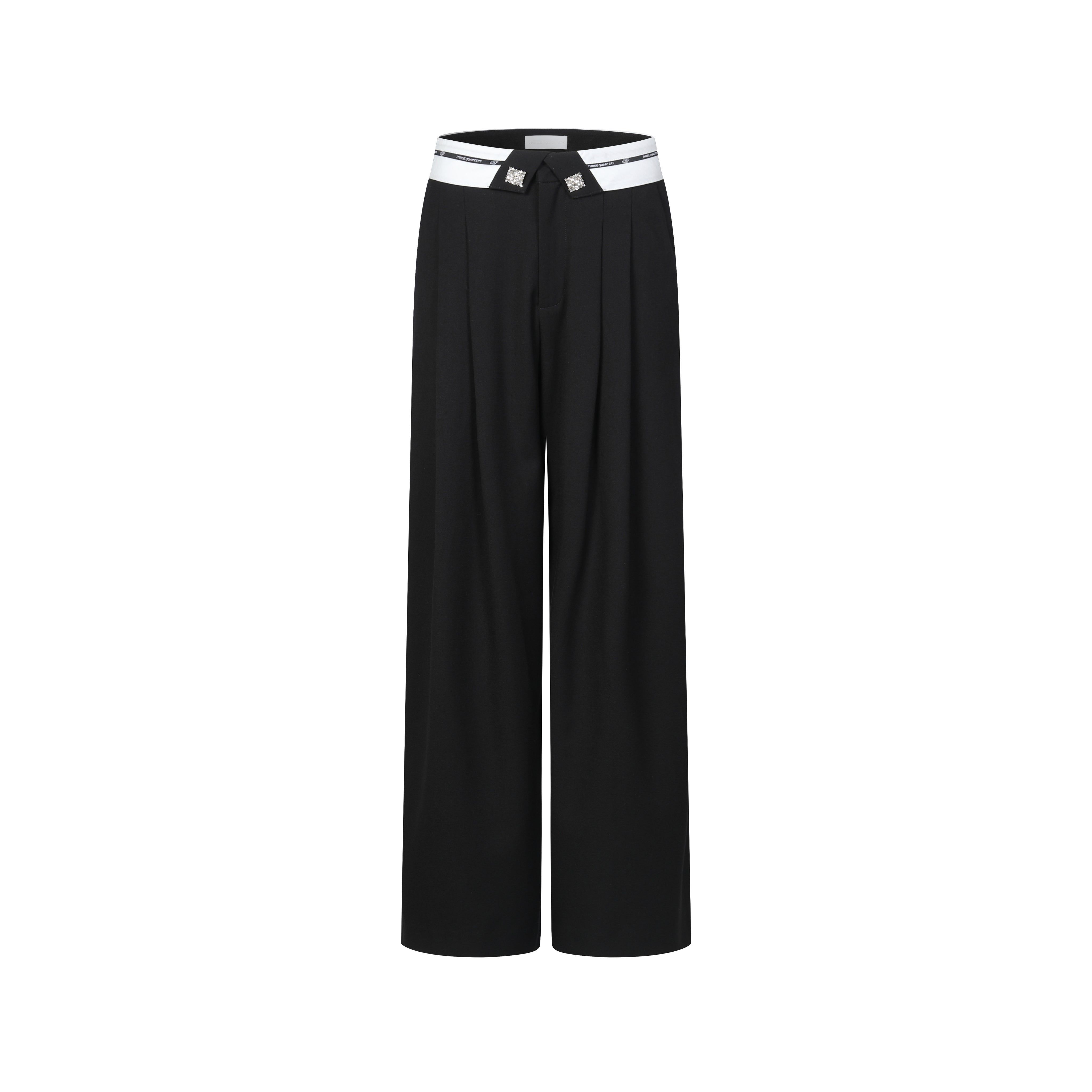 Black Tencel Wool Loose Straight Pants