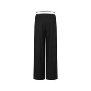 Black Tencel Wool Loose Straight Pants