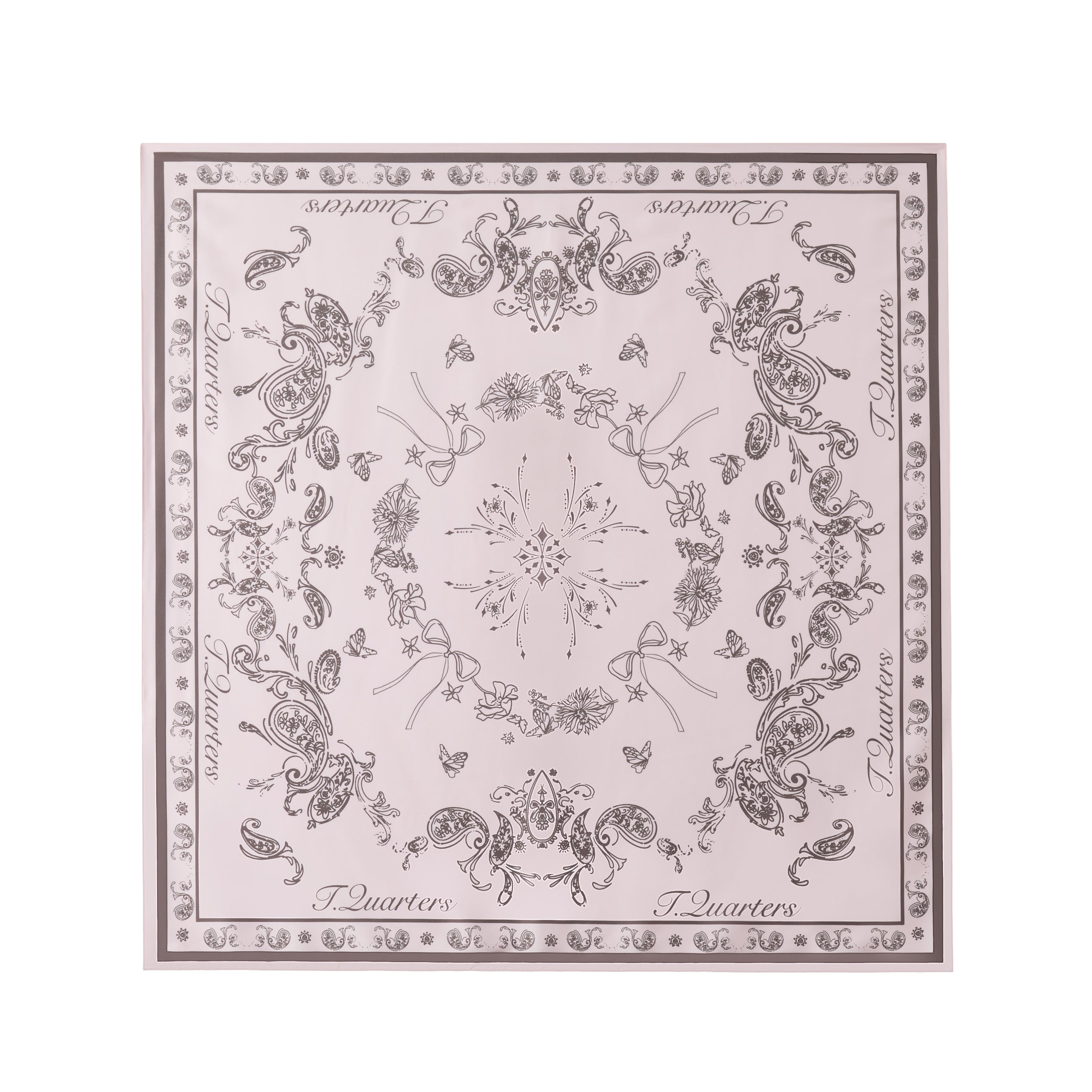 Pink Bow Cashew Flower Square Scarf