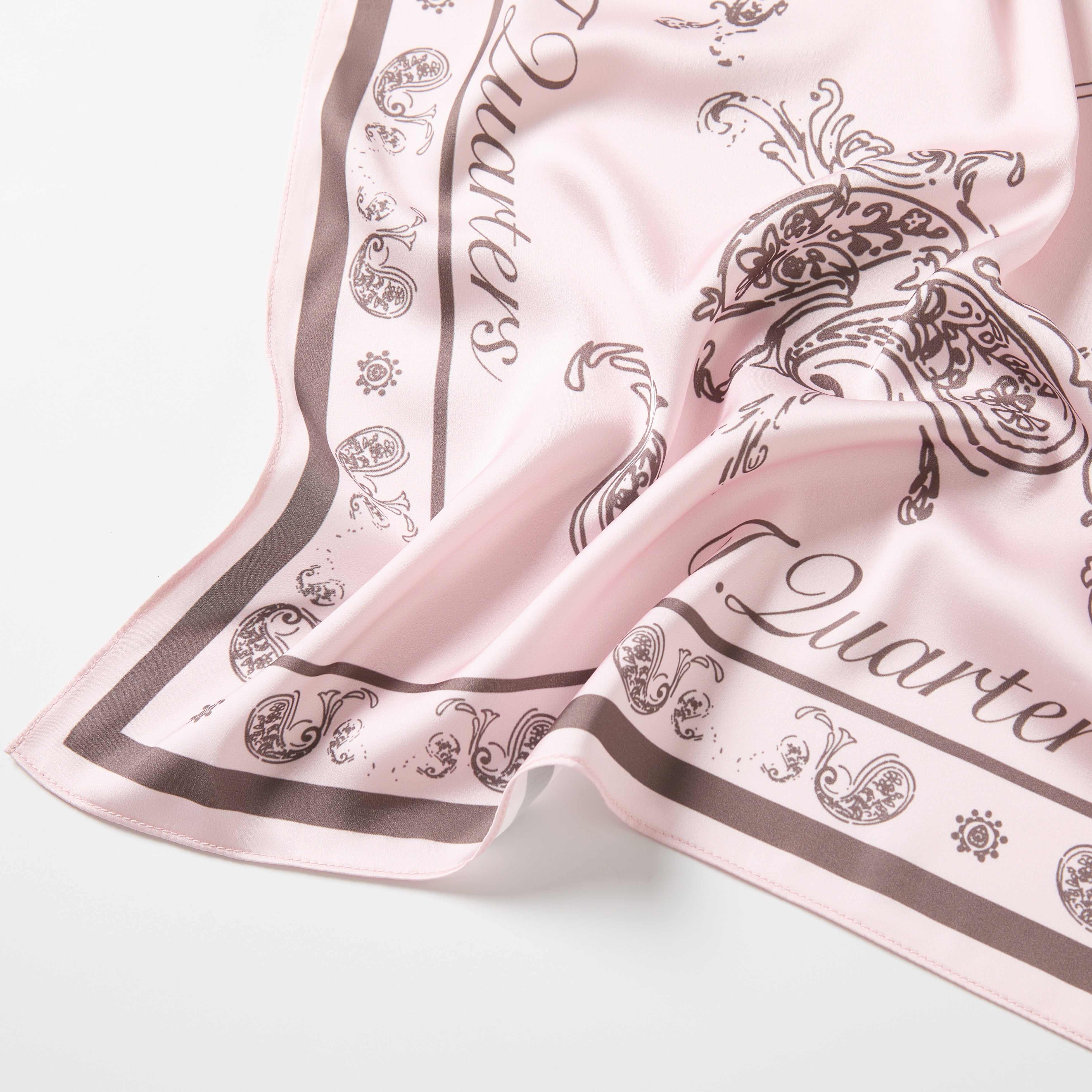 Pink Bow Cashew Flower Square Scarf