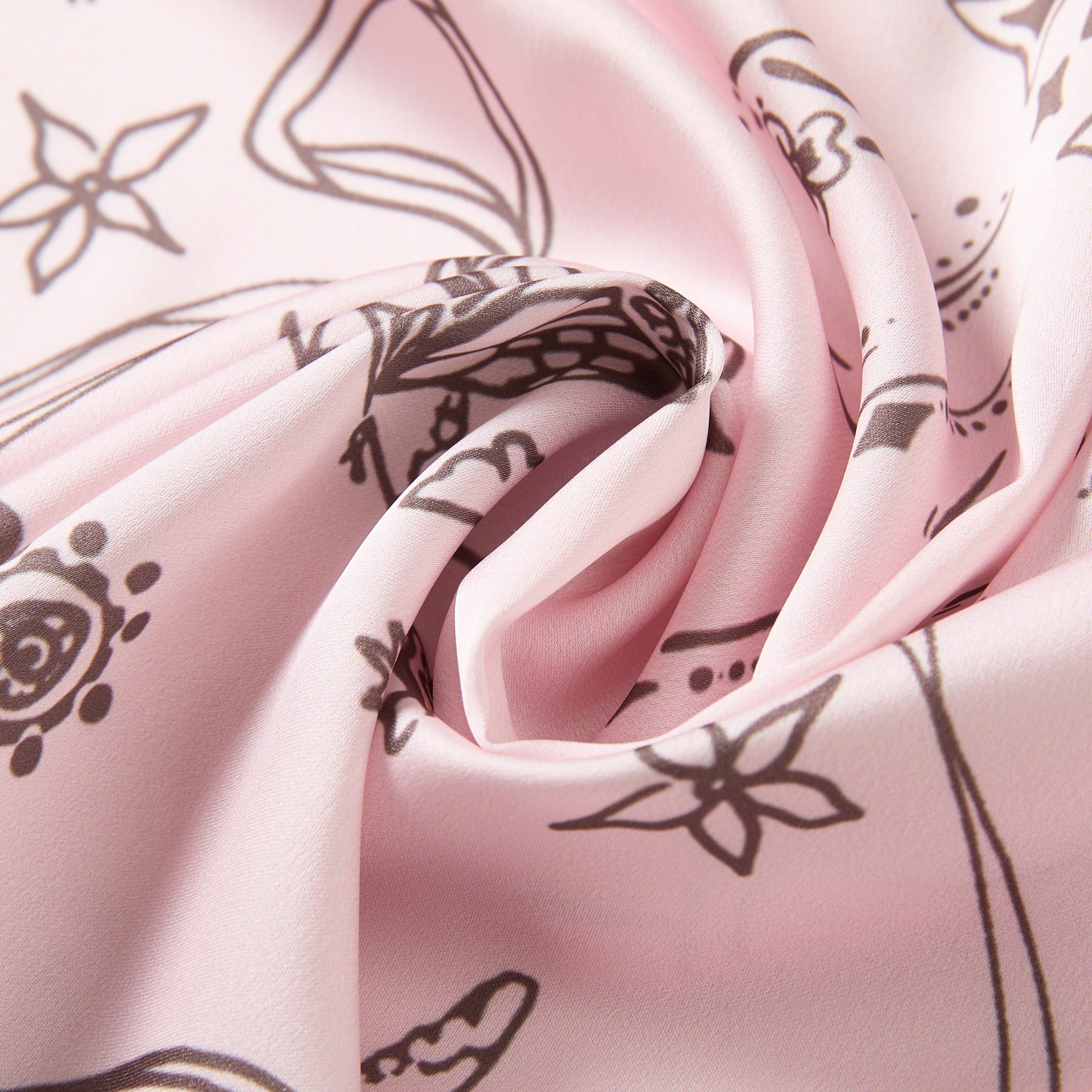 Pink Bow Cashew Flower Square Scarf