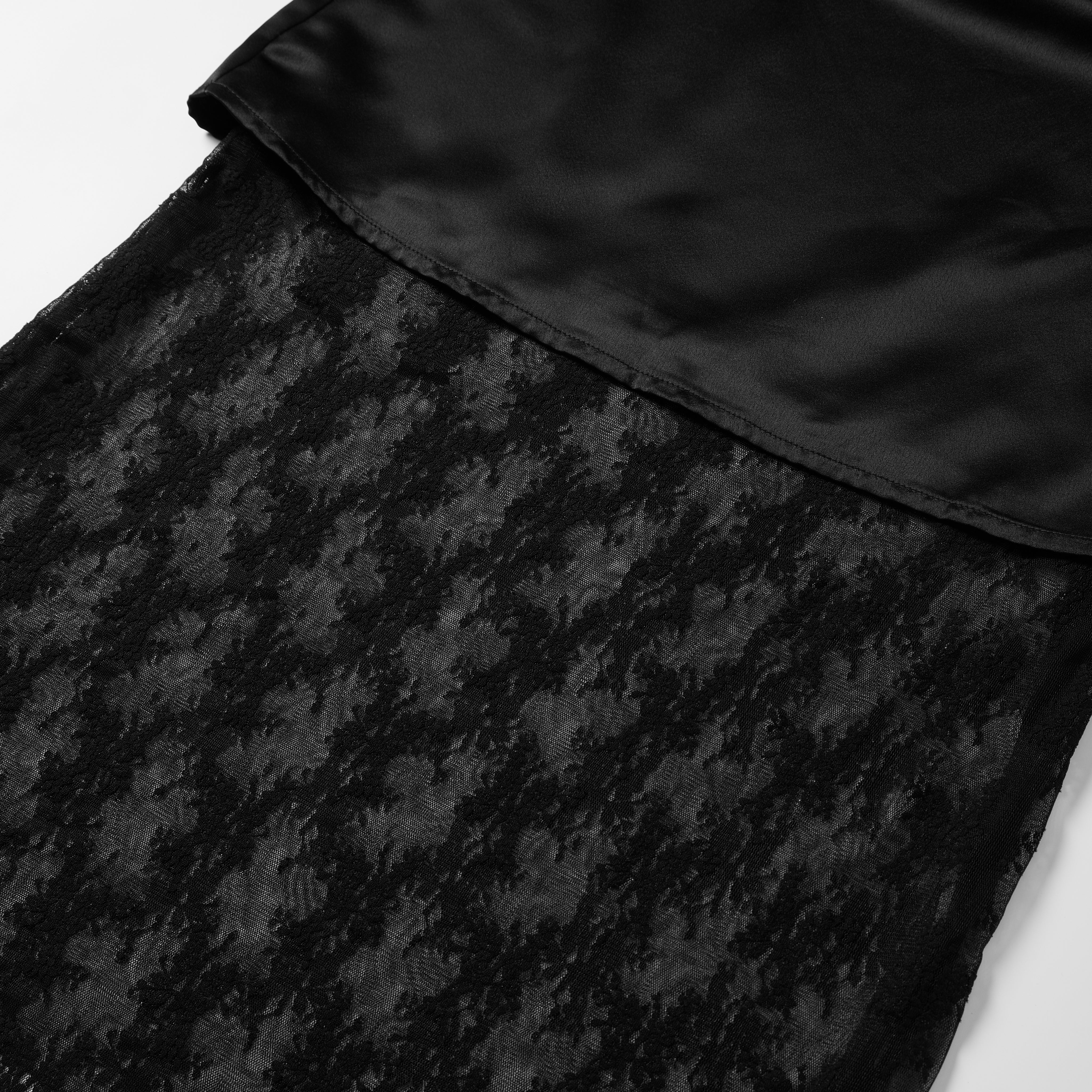 Black Diamond Chain Satin Lace Dress