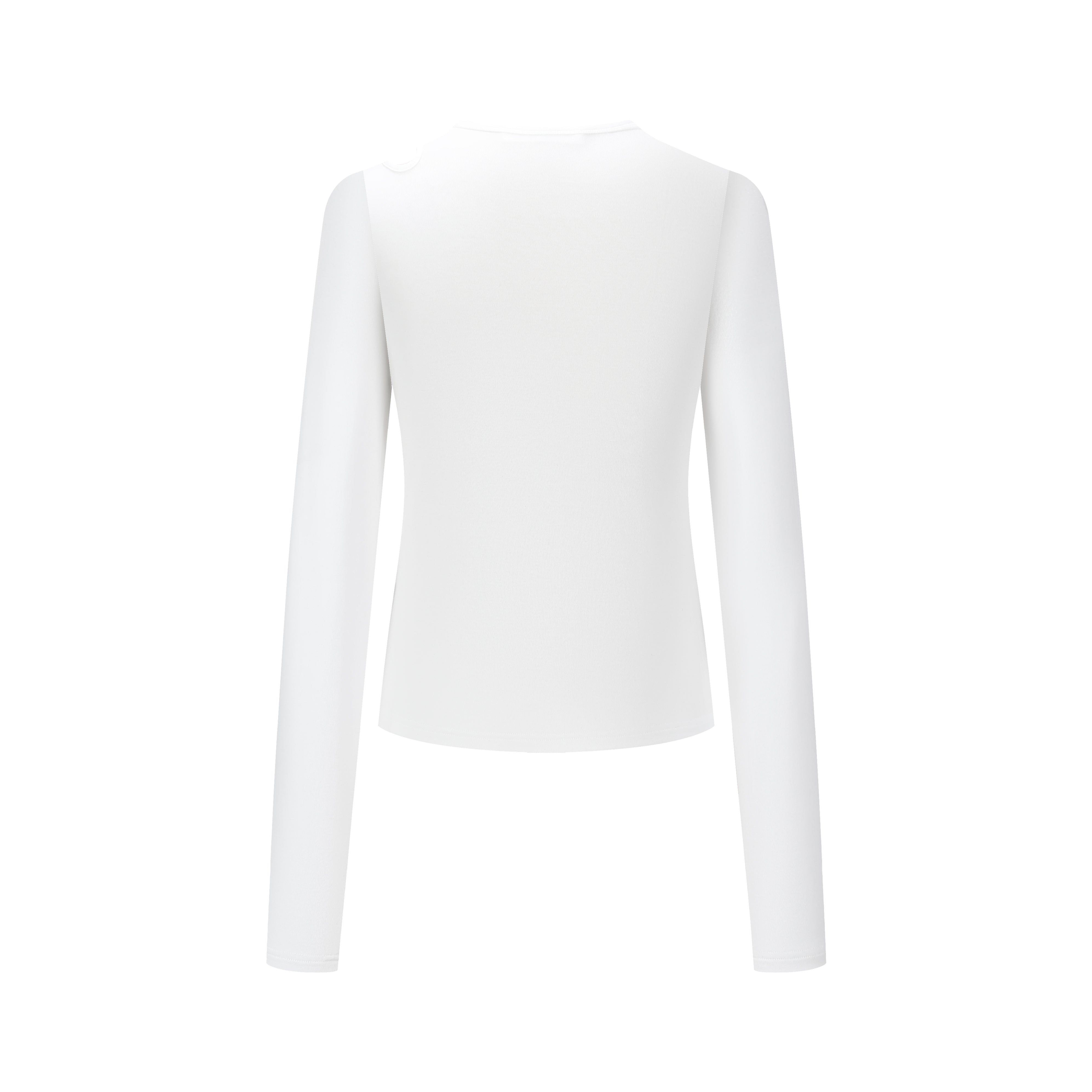 White Hollow Slit Long-sleeve T-shirt