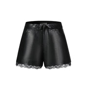 Black A-line Leather Shorts