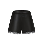 Black A-line Leather Shorts