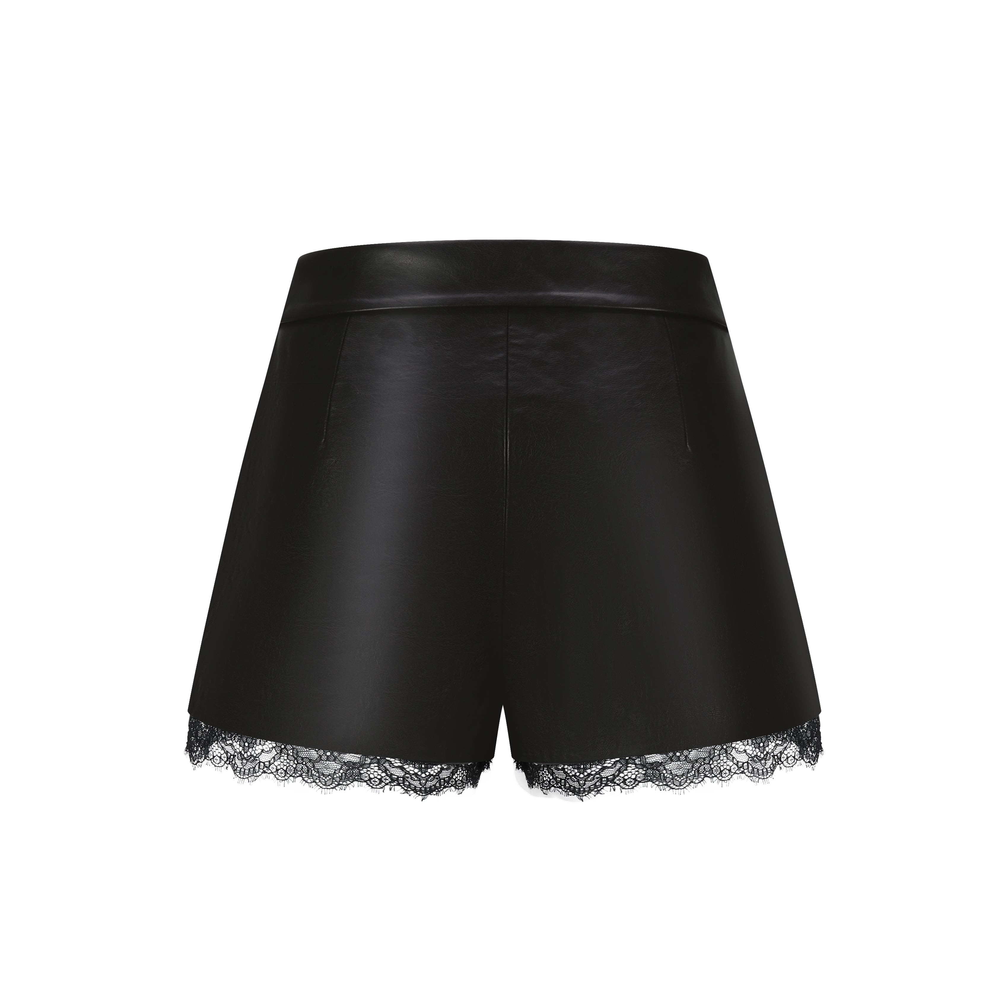 Black A-line Leather Shorts