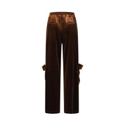 Brown Velvet Cargo Pants