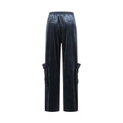 Grey-blue Velvet Cargo Pants