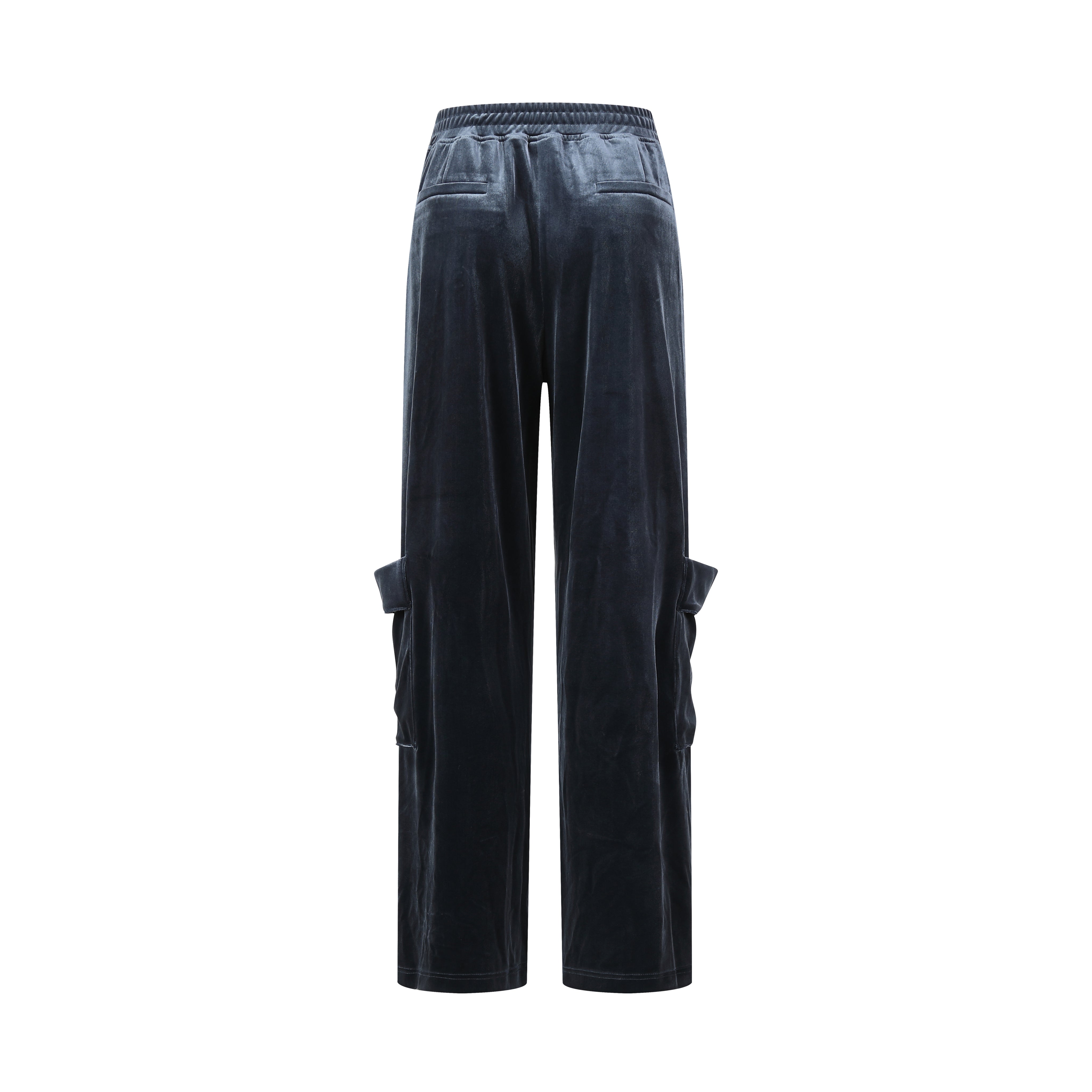 Grey-blue Velvet Cargo Pants