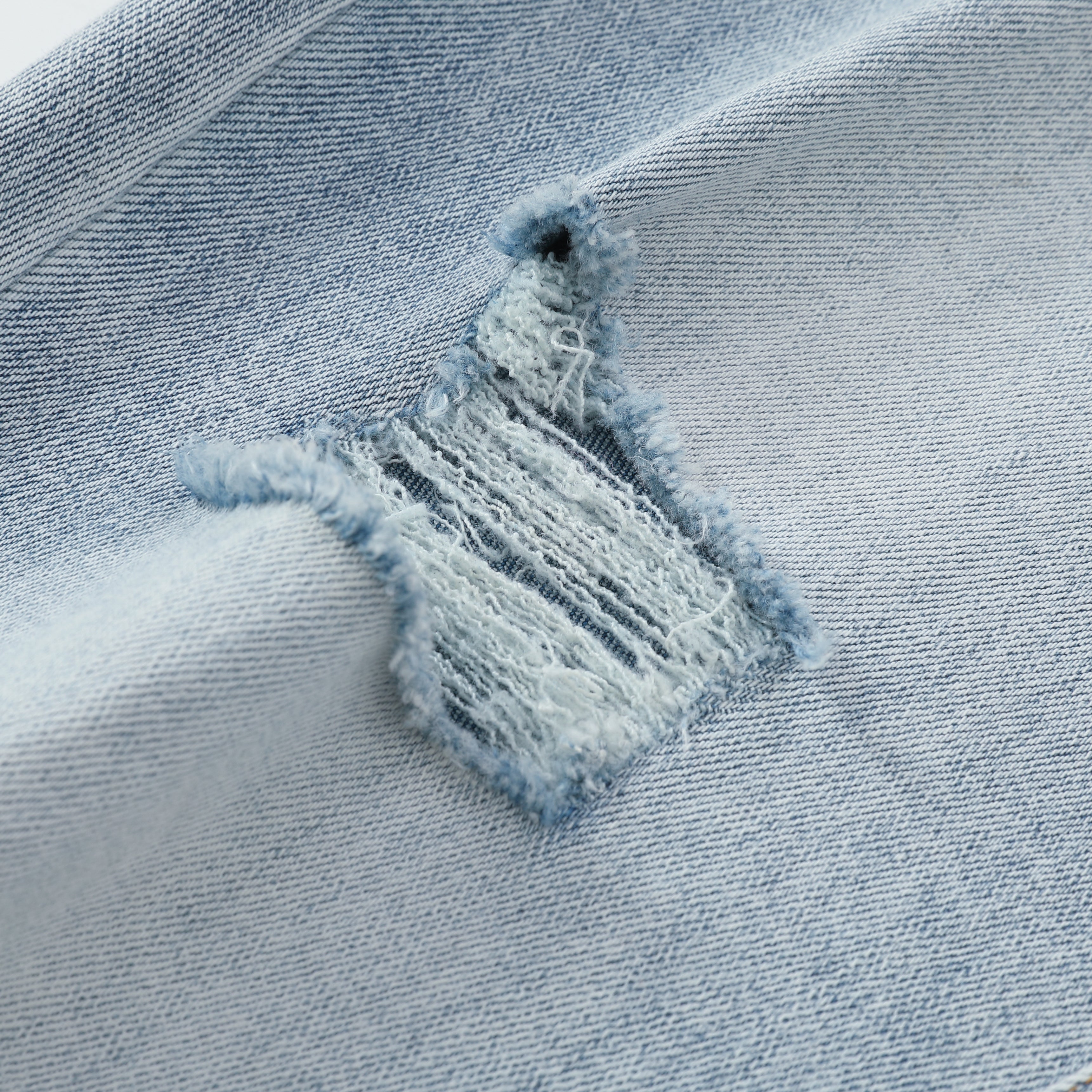 Blue Raw Cut Distressed Flared Jeans