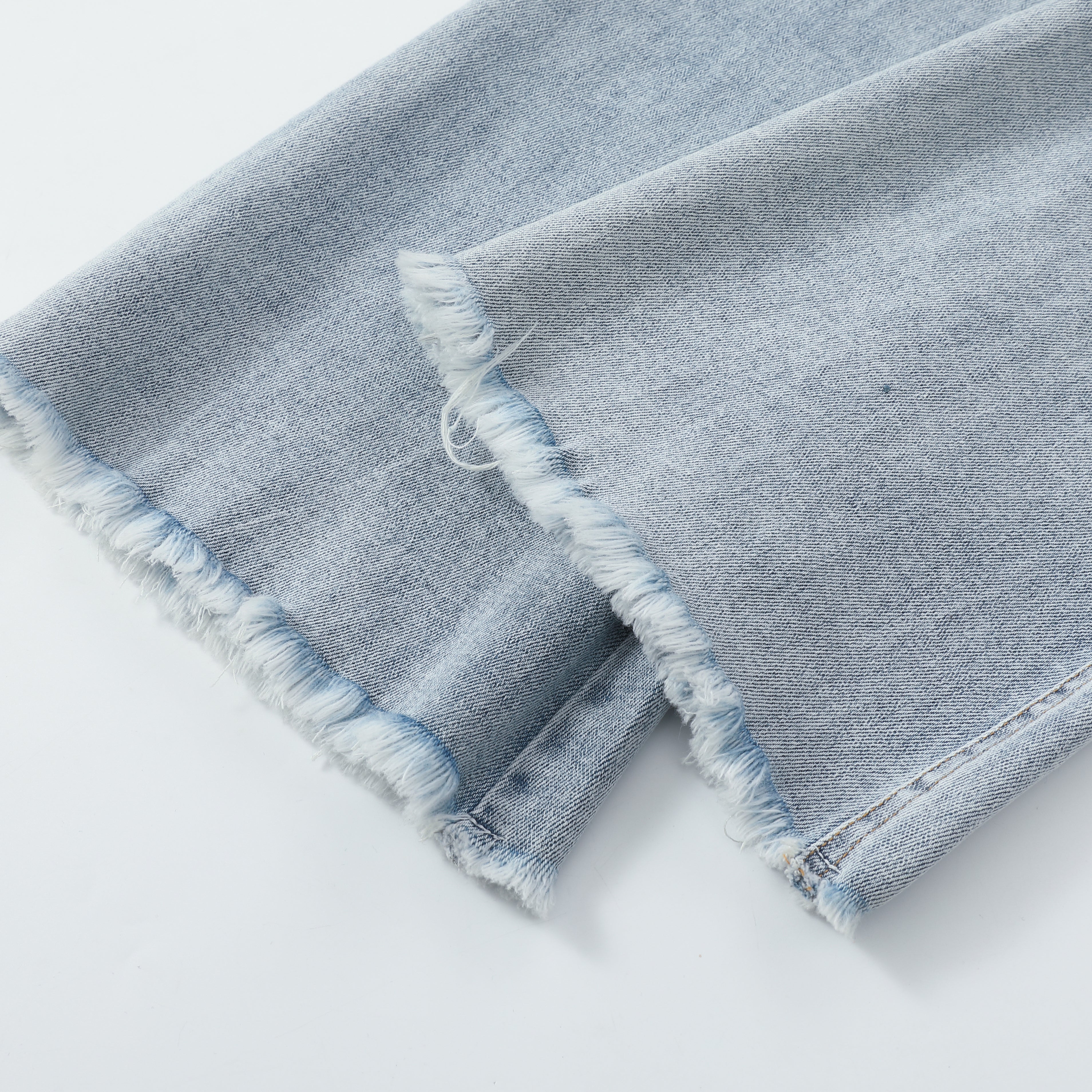 Blue Raw Cut Distressed Flared Jeans