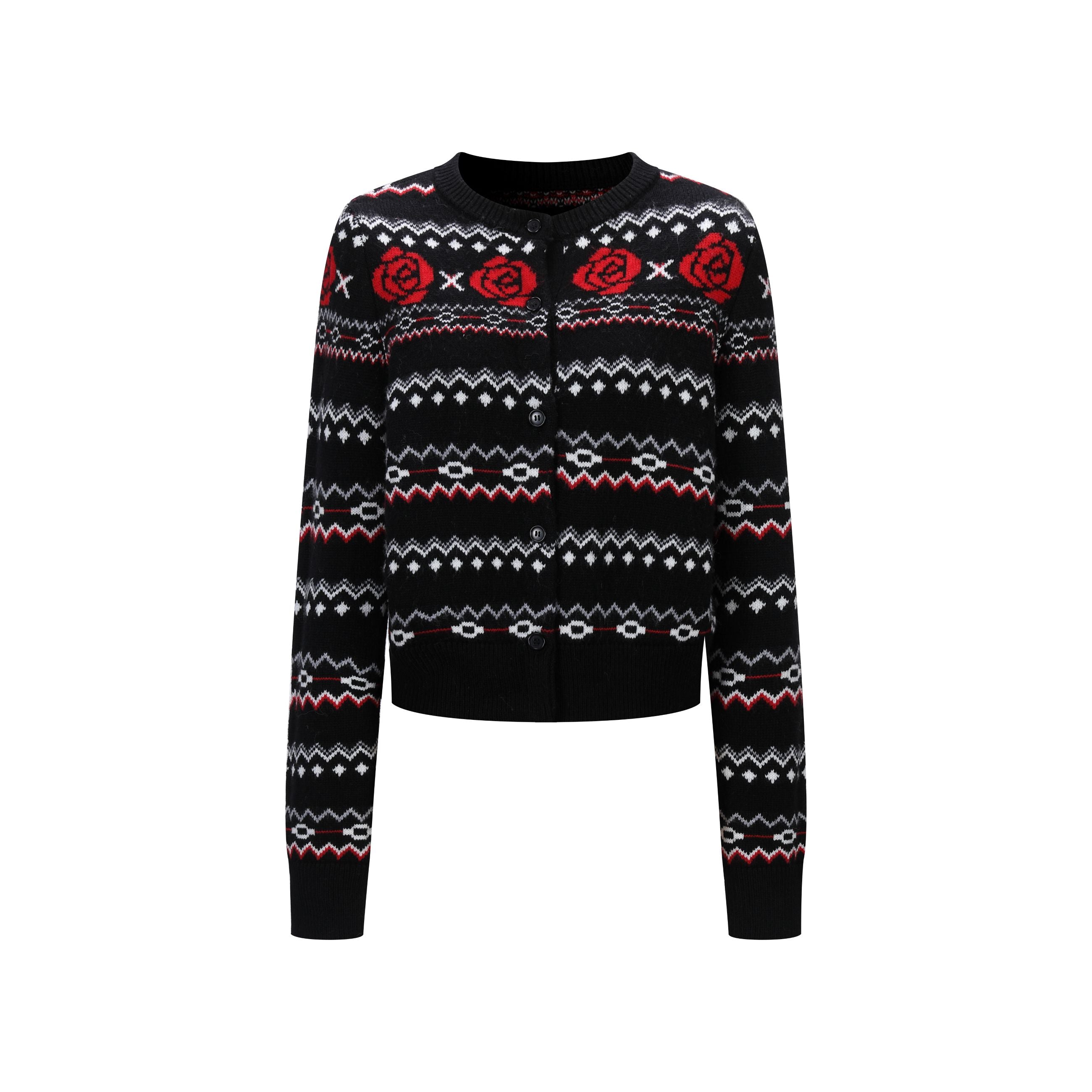 Black Rose Jacquard Cardigan