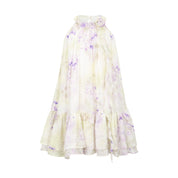 Green and Purple Tie-Dye Halter Dress