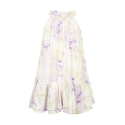 Green and Purple Tie-Dye Halter Dress