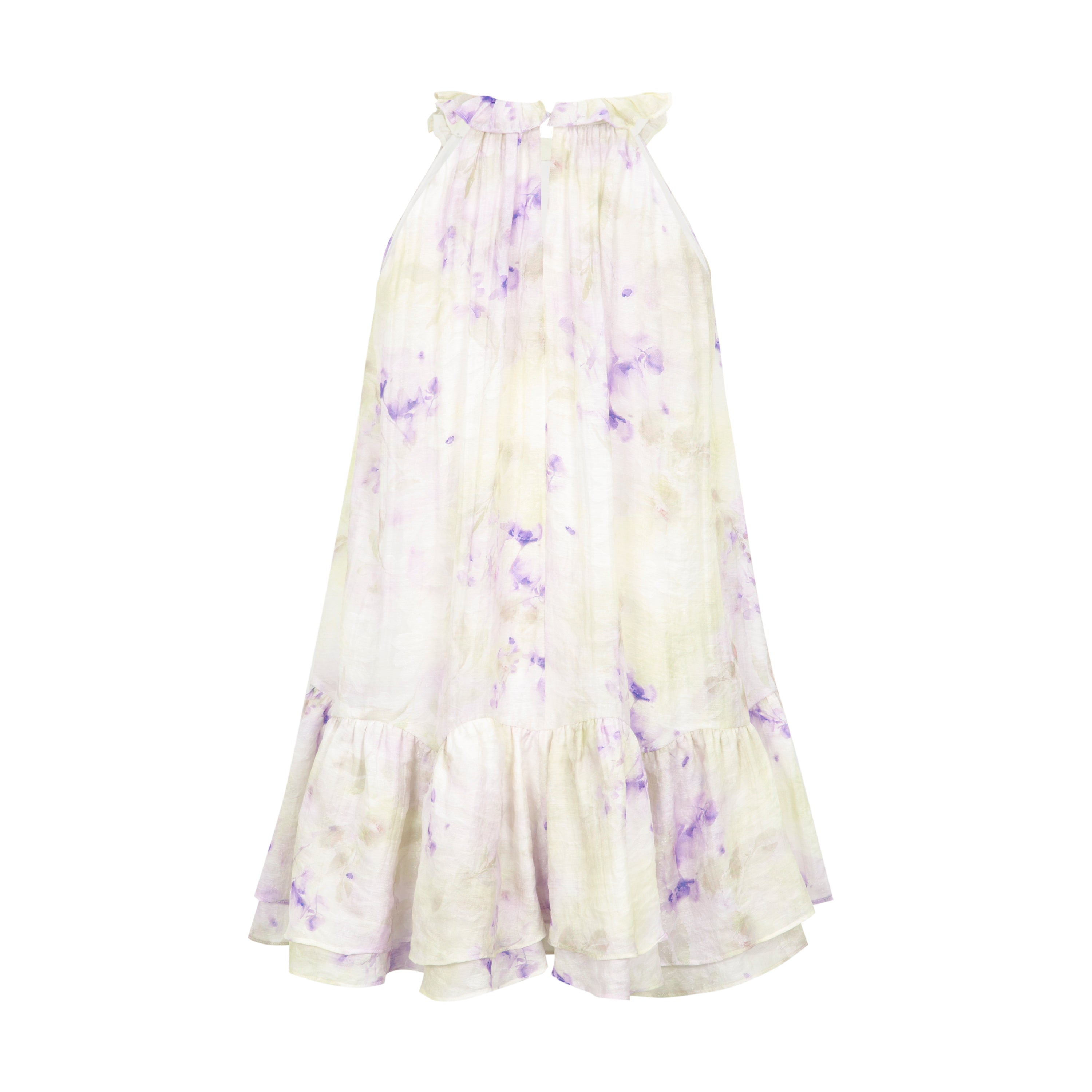 Green and Purple Tie-Dye Halter Dress