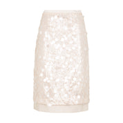 Beige Sequin Straight Skirt