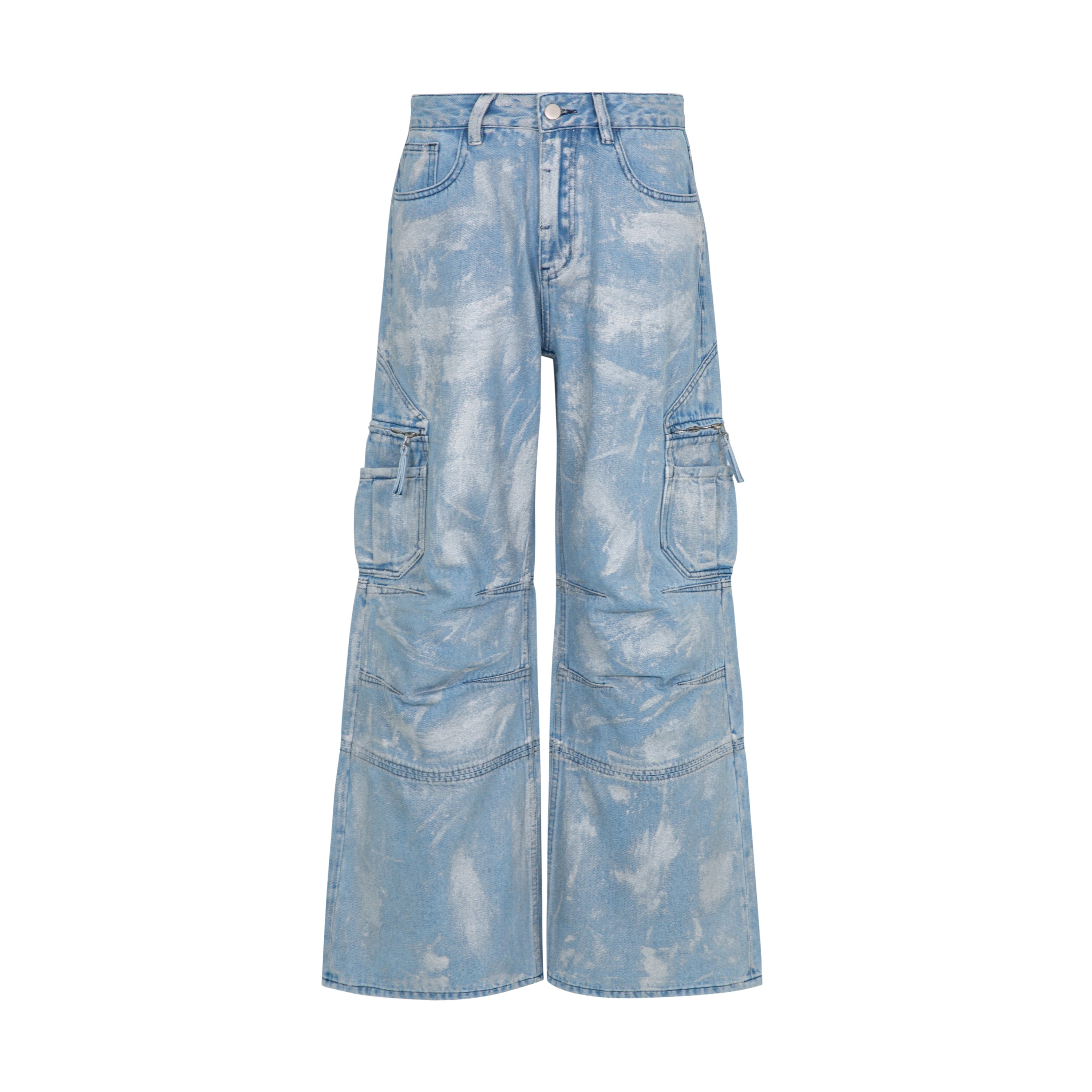 Blue Silver Cargo Pocket Jeans