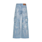 Blue Silver Cargo Pocket Jeans