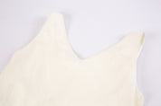 Beige Draped Neckline Gilded Pattern Rhinestone Top