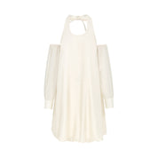 Off-white Off-shoulder Halter Dress