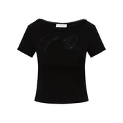 Black Lace Embroidery T-shirt