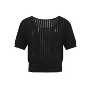 Black Cut-out Crewneck Top