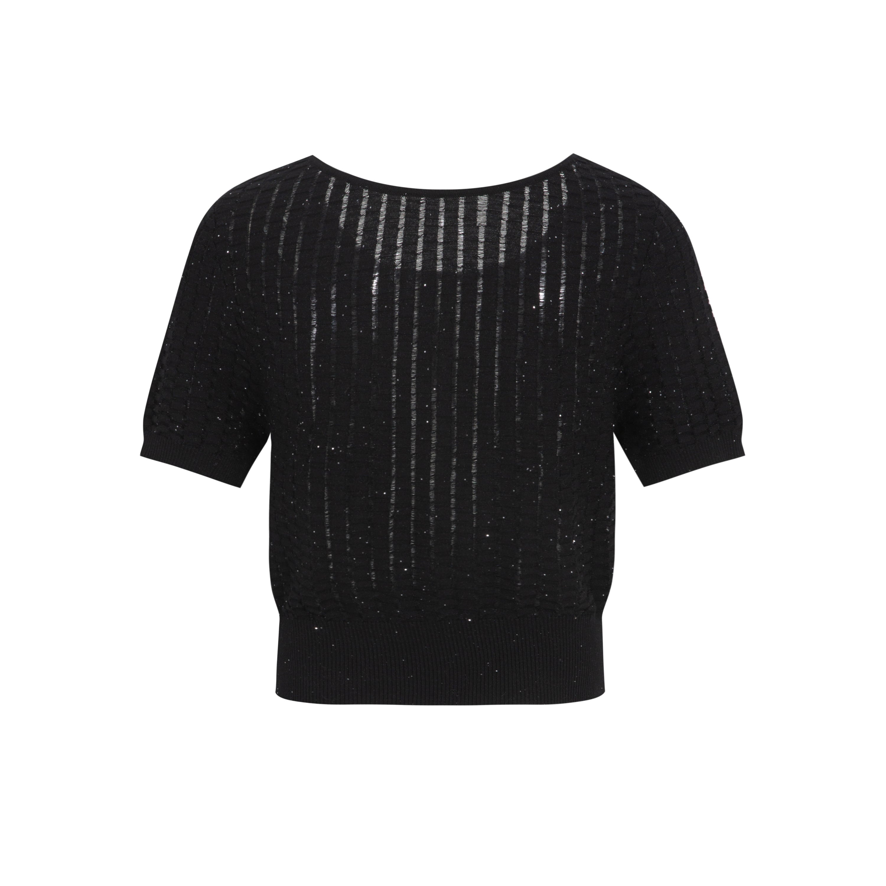 Black Cut-out Crewneck Top
