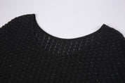 Black Cut-out Crewneck Top