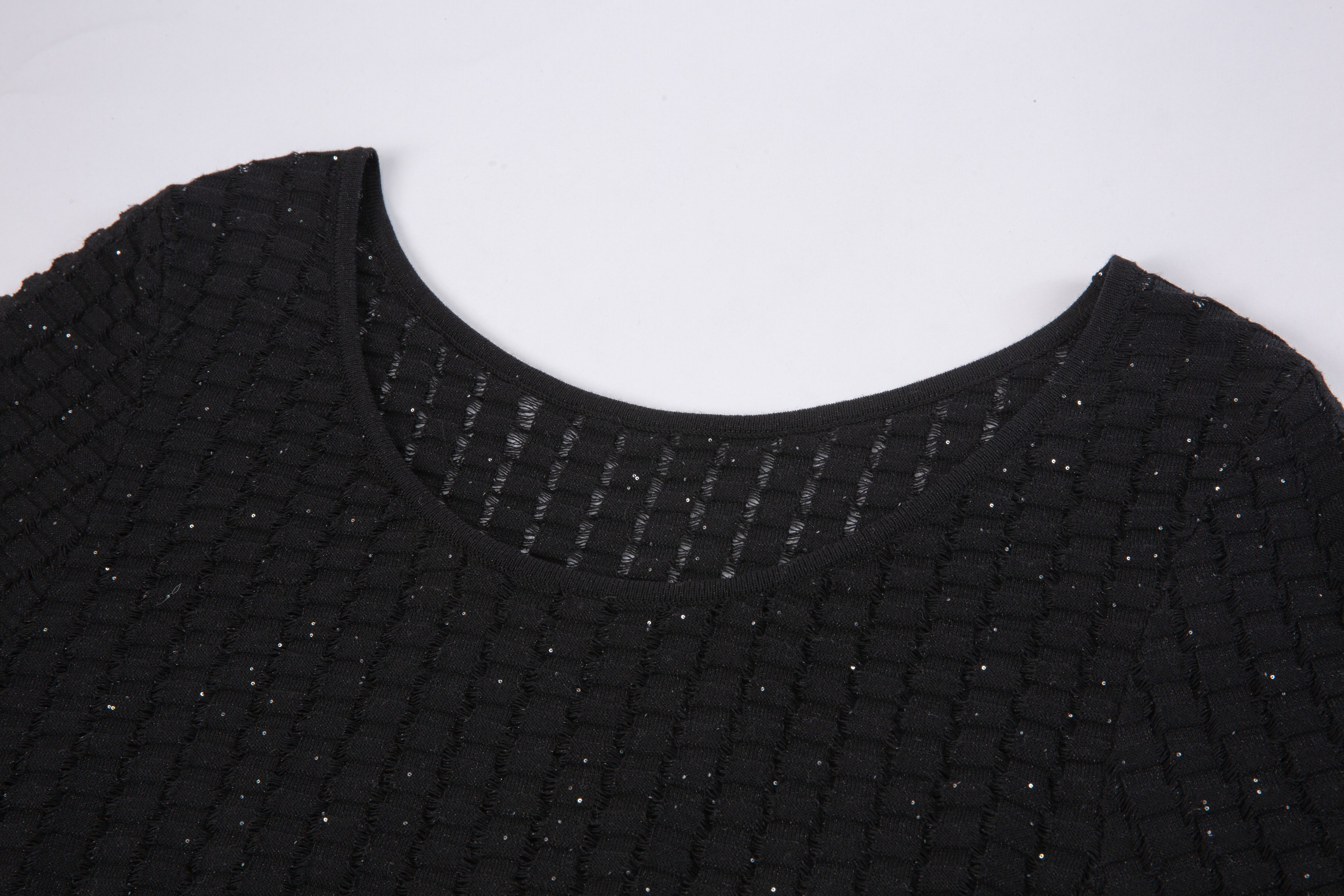Black Cut-out Crewneck Top