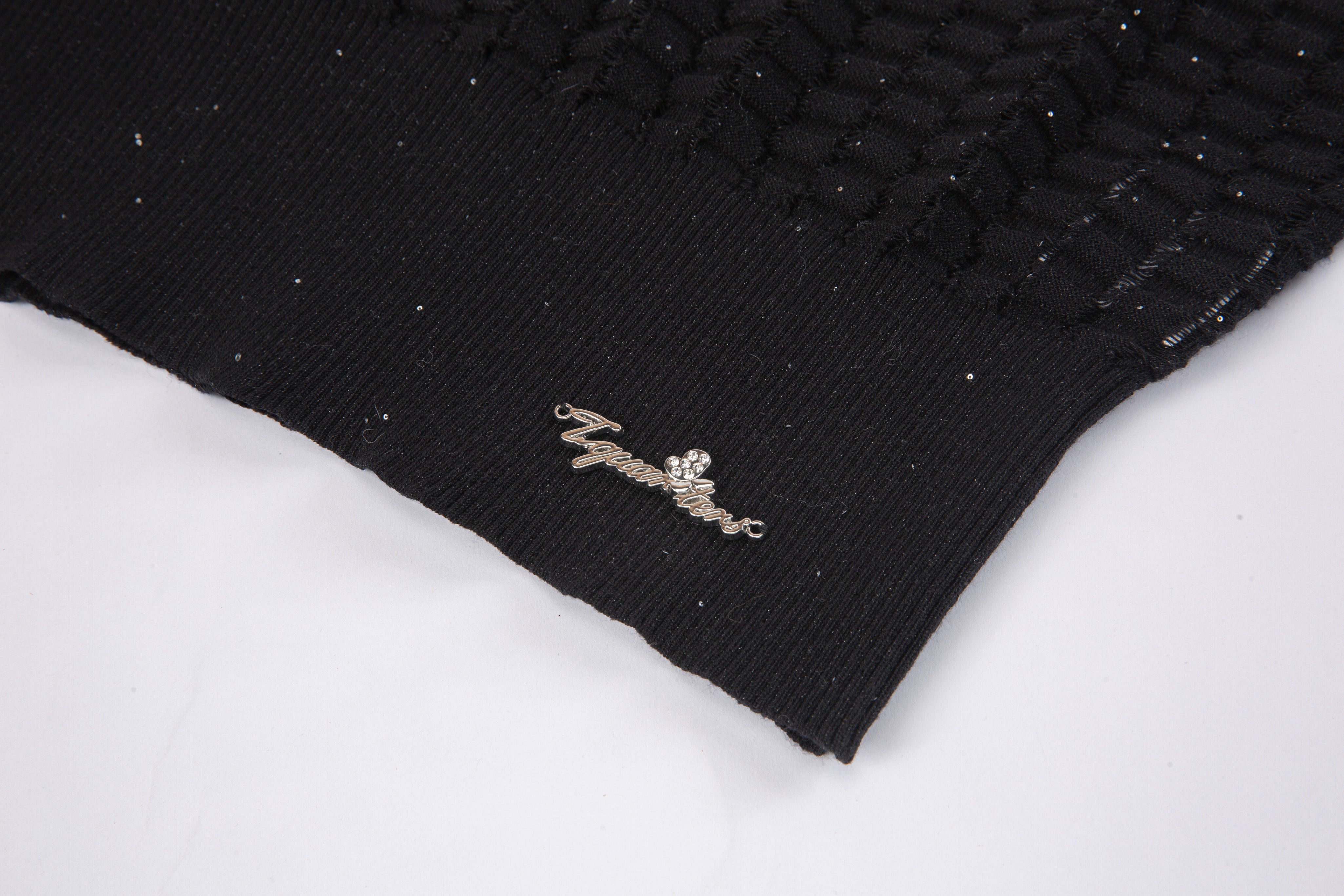 Black Cut-out Crewneck Top