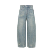 Blue Vintage Three-dimensional Split Scimitar Jeans
