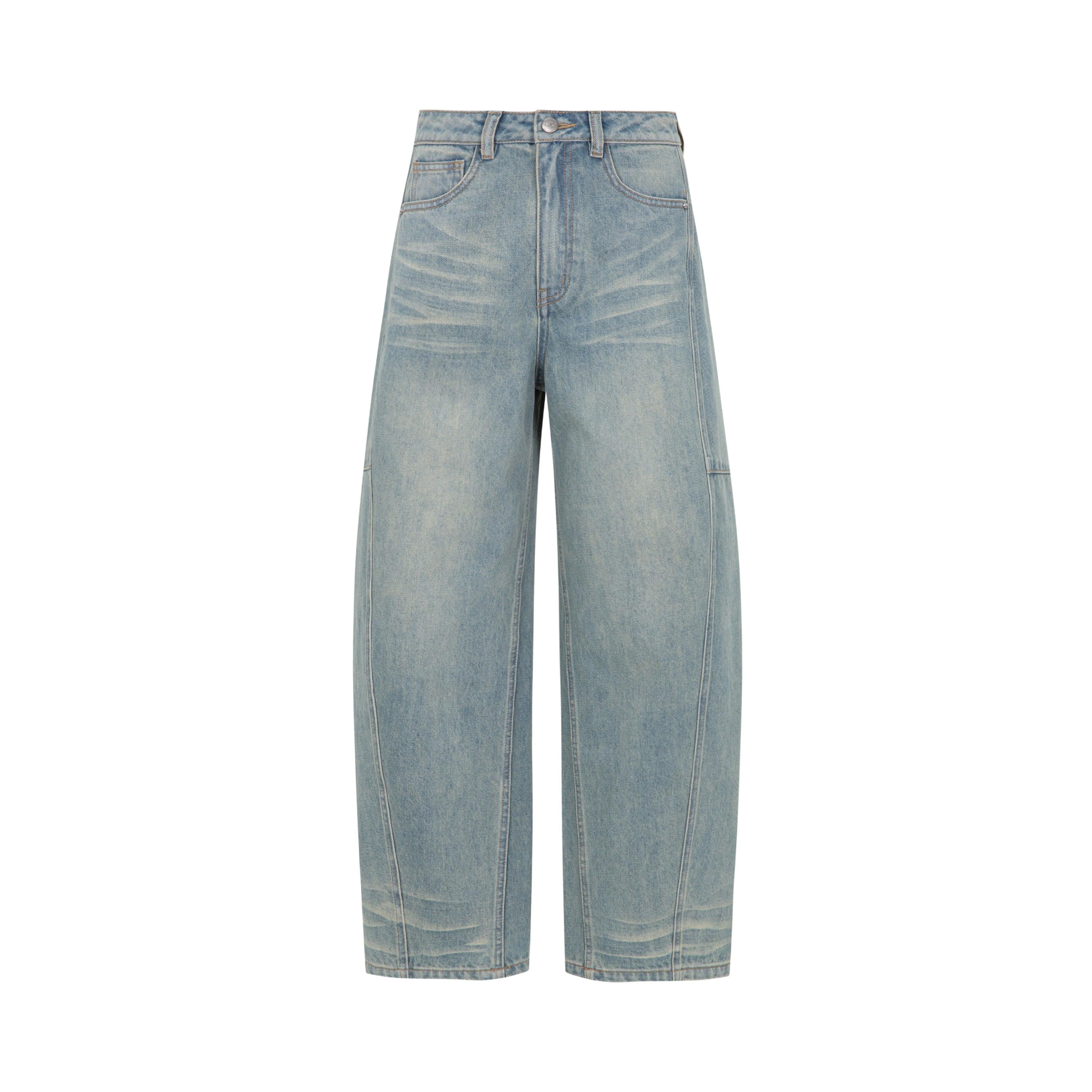 Blue Vintage Three-dimensional Split Scimitar Jeans